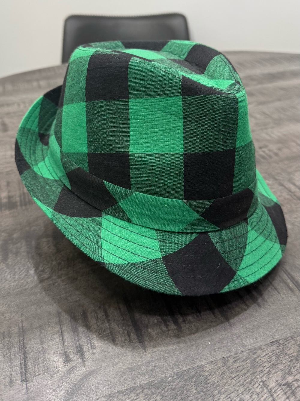 Green and Black Plaid Fedora Hat - Men's Accessory
